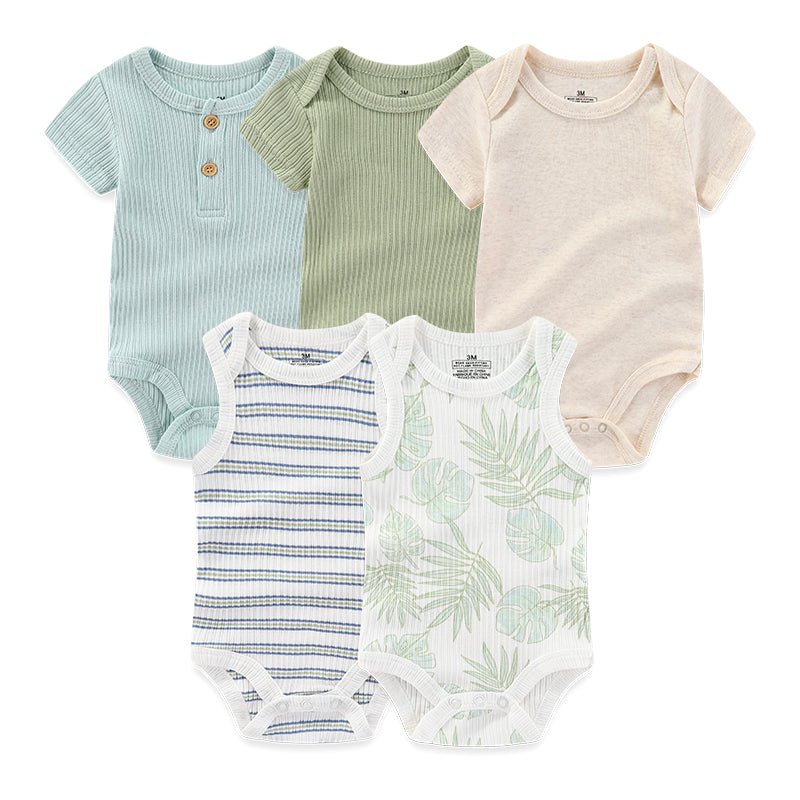 Boy Natural Color Baby Clothes 100% Cotton Baby Bodysuits Clothes