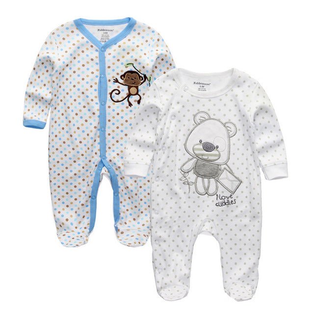 2/3/4pcs Baby Rompers Long Sleeve Printed Jumpsuit - kiddiezoom