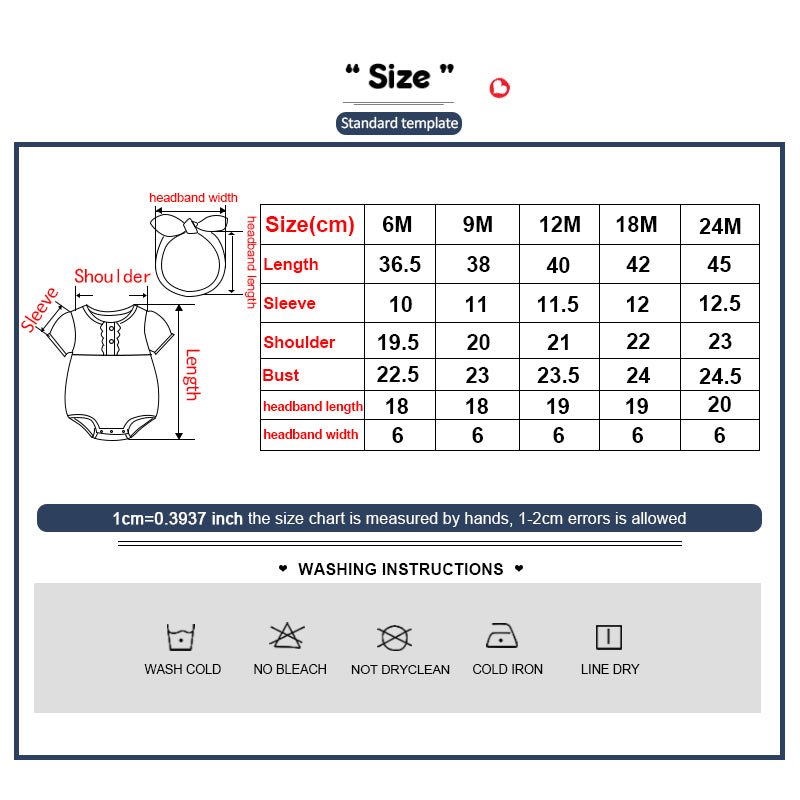 2pcs Set Baby Bodysuits+Hairband Girls Outfit - kiddiezoom