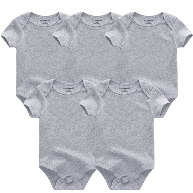 3/5pcs Baby Bodysuits Solid Unisex Clothing - kiddiezoom