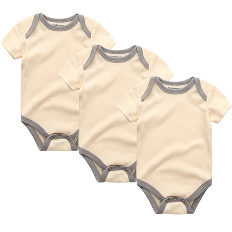 3/5pcs Baby Bodysuits Solid Unisex Clothing - kiddiezoom