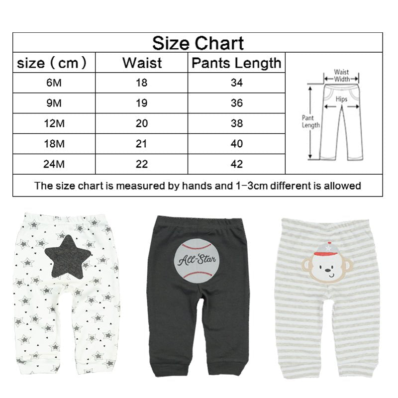3pcs Baby Pants Cotton 3 - 24 Months Newborn - kiddiezoom