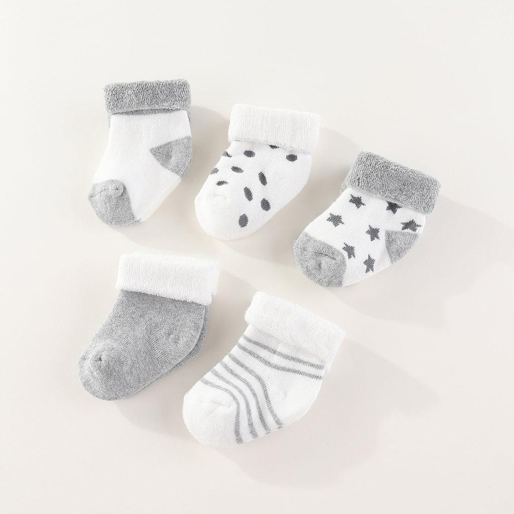5Pair Baby Socks Cotton Non - Sliding 0 - 12months - kiddiezoom