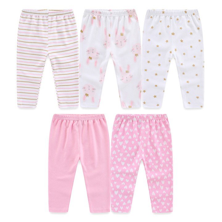 Babies Newborn Pants Girls Infant Trousers 5 Pack - kiddiezoom