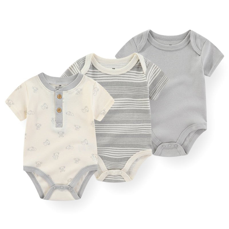Baby 100% Cotton Bodysuits Newborn Clothing 3 Pack - kiddiezoom