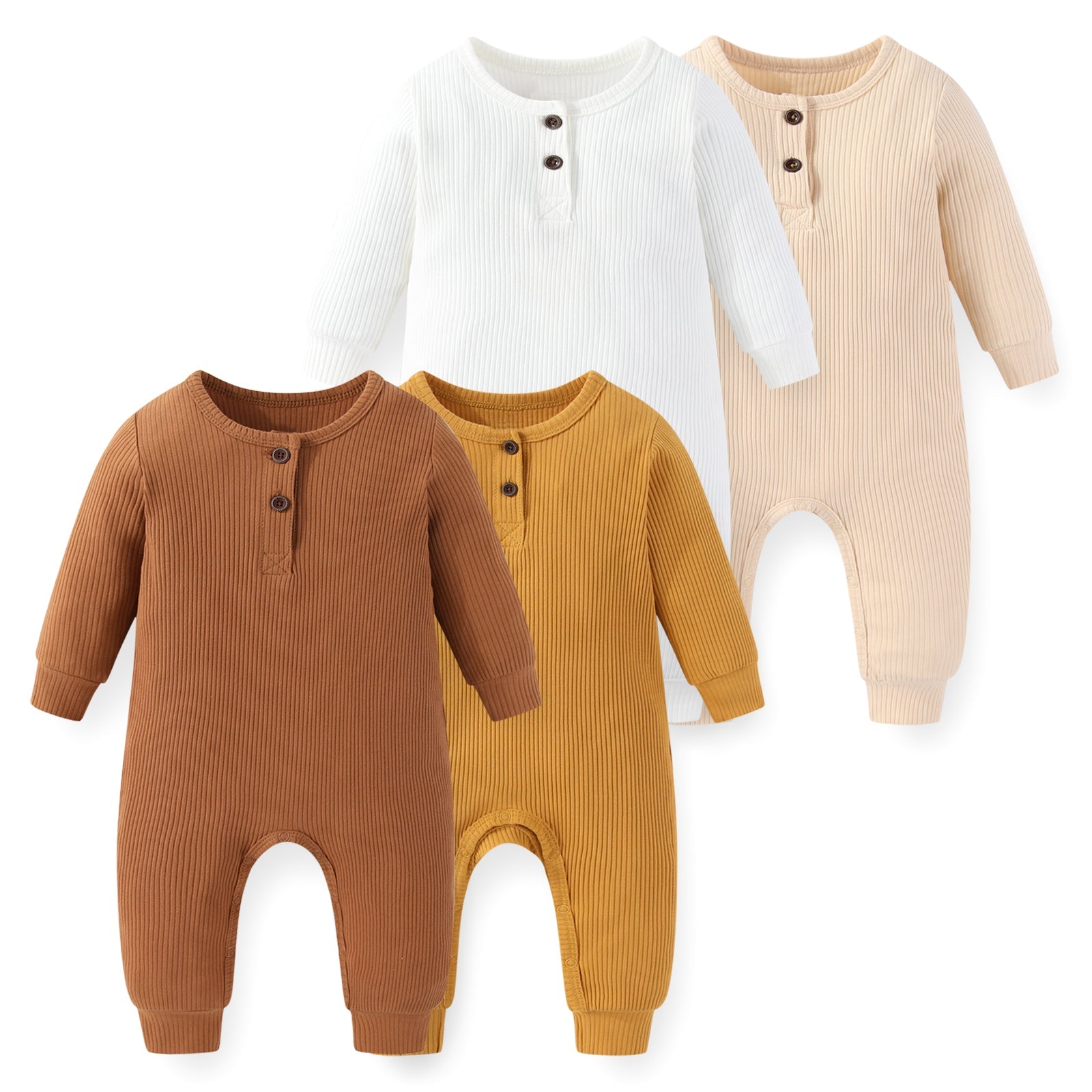anonbaby Original baby rompers 70 4点 Baby 4-Pack Rompers Ribbed Solid Clothes – kiddiezoom