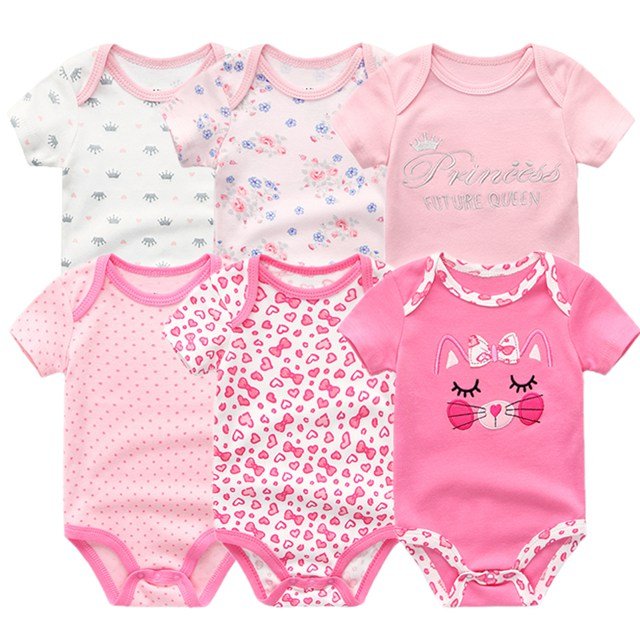 Baby Bodysuit 100% Cotton 0 - 12M Kids Clothes 6Pack - kiddiezoom