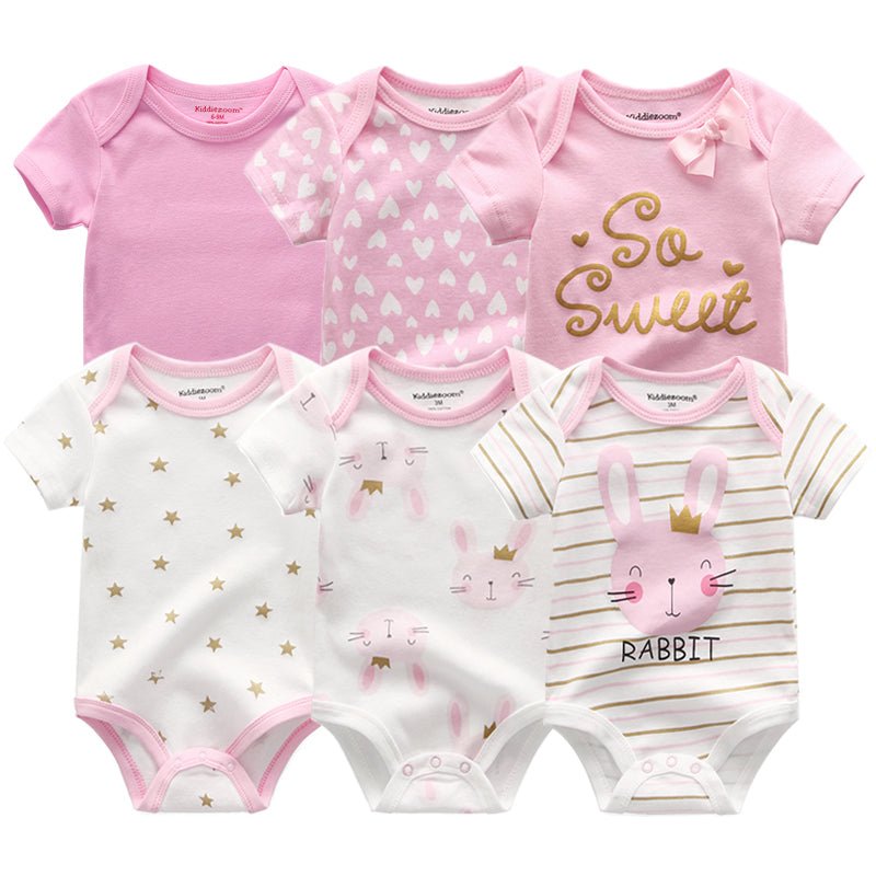 Baby Bodysuit 100% Cotton 0 - 12M Kids Clothes 6Pack - kiddiezoom