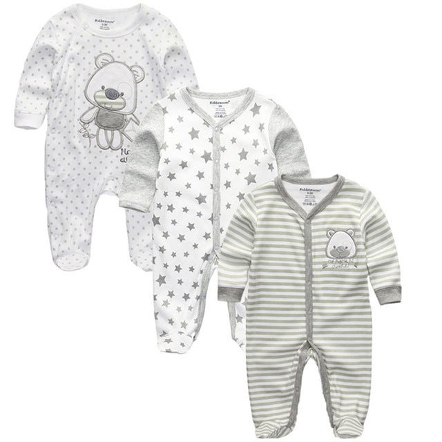 Baby Rompers 3pcs Long Sleeve Jumpsuits - kiddiezoom