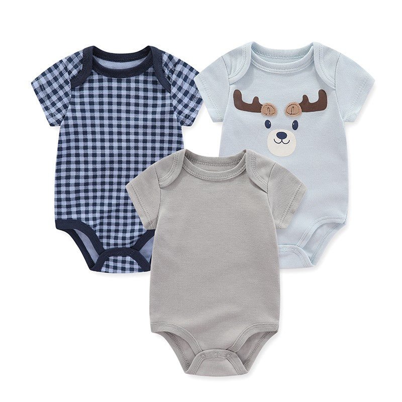 Newborn Baby Bodysuits Fashion Onesies 3 Pack Sets - kiddiezoom