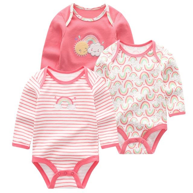 Newborn Clothes 3pcs Bodysuits Baby Solid Set - kiddiezoom