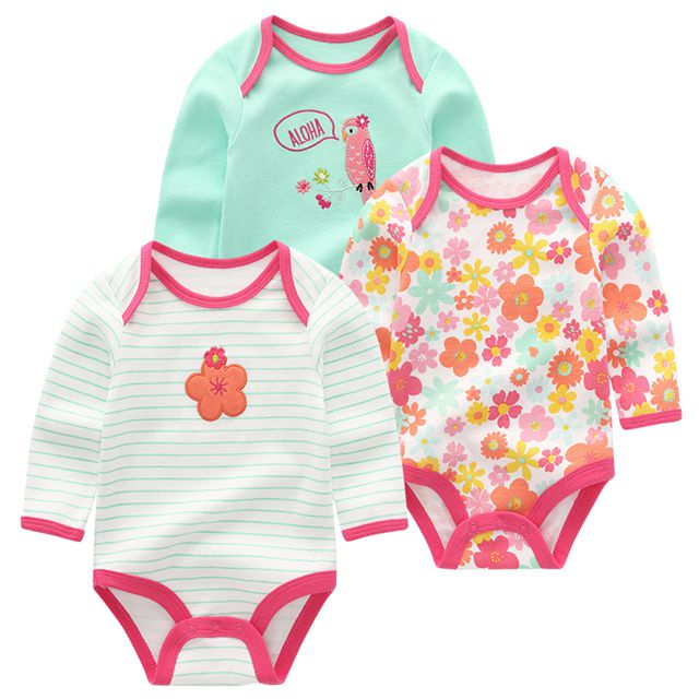 Newborn Clothes 3pcs Bodysuits Baby Solid Set - kiddiezoom