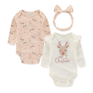 100% Cotton Christmas Baby Bodysuits Long Sleeved Rompers - kiddiezoom