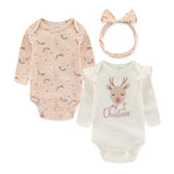 100% Cotton Christmas Baby Bodysuits Long Sleeved Rompers - kiddiezoom