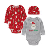 100% Cotton Christmas Baby Bodysuits Long Sleeved Rompers - kiddiezoom