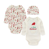 100% Cotton Christmas Baby Bodysuits Long Sleeved Rompers - kiddiezoom