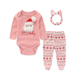 Baby Christmas Long Sleeved Bodysuits+Pants+Hat