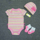 2024 Baby Bodysuits+Hat+Socks Newborn Jumpsuit Set - kiddiezoom