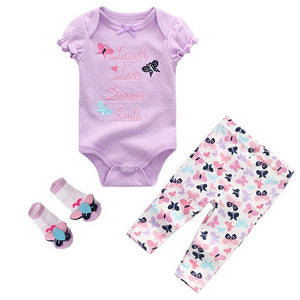 2024 Baby Bodysuits+Pants+Socks Newborn 3pcs Set - kiddiezoom