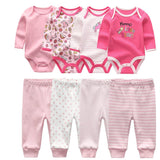 2024 Baby Clothing Set Bodysuits+Pants 8pcs - kiddiezoom