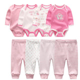 2024 Baby Clothing Set Bodysuits+Pants 8pcs - kiddiezoom