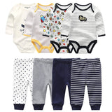 2024 Baby Clothing Set Bodysuits+Pants 8pcs - kiddiezoom