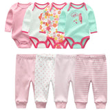 2024 Baby Clothing Set Bodysuits+Pants 8pcs - kiddiezoom