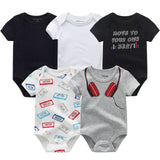 2024 Baby Girls Bodysuits Short Sleeve 5pcs - kiddiezoom