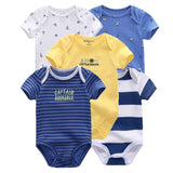 2024 Baby Girls Bodysuits Short Sleeve 5pcs - kiddiezoom