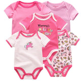 2024 Baby Girls Bodysuits Short Sleeve 5pcs - kiddiezoom