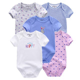 2024 Baby Girls Bodysuits Short Sleeve 5pcs - kiddiezoom