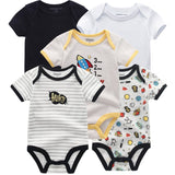 2024 Baby Girls Bodysuits Short Sleeve 5pcs - kiddiezoom