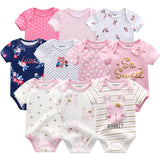 2024 Baby Girls Bodysuits Short Sleeve 5pcs - kiddiezoom