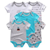 2024 Baby Girls Bodysuits Short Sleeve 5pcs - kiddiezoom