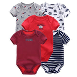 2024 Baby Girls Bodysuits Short Sleeve 5pcs - kiddiezoom