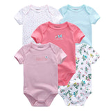 2024 Baby Girls Bodysuits Short Sleeve 5pcs - kiddiezoom