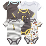 2024 Baby Girls Bodysuits Short Sleeve 5pcs - kiddiezoom