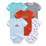 2024 Baby Girls Bodysuits Short Sleeve 5pcs - kiddiezoom