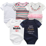 2024 Baby Girls Bodysuits Short Sleeve 5pcs - kiddiezoom