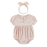 Baby Girls Bodysuits+Hairband Set