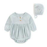 2024 Baby Girls Bodysuits+Hat 2pcs Set - kiddiezoom