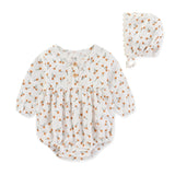 2024 Baby Girls Bodysuits+Hat 2pcs Set - kiddiezoom