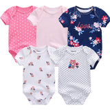 2024 Cotton Baby Bodysuits Clothes 5pcs Set - kiddiezoom