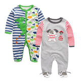 2/3/4pcs Baby Rompers Long Sleeve Printed Jumpsuit - kiddiezoom