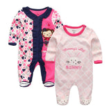 2/3/4pcs Baby Rompers Long Sleeve Printed Jumpsuit - kiddiezoom