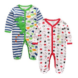 2/3/4pcs Baby Rompers Long Sleeve Printed Jumpsuit - kiddiezoom