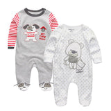 2/3/4pcs Baby Rompers Long Sleeve Printed Jumpsuit - kiddiezoom