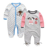 2/3/4pcs Baby Rompers Long Sleeve Printed Jumpsuit - kiddiezoom