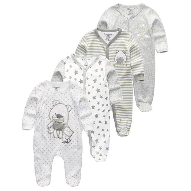 2/3/4pcs Baby Rompers Long Sleeve Printed Jumpsuit - kiddiezoom