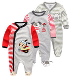 2/3/4pcs Baby Rompers Long Sleeve Printed Jumpsuit - kiddiezoom